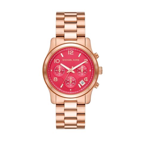 michael kors pendant rose gold-tone stainless steel watch